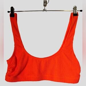 GOOD AMERICAN Ribbed ‘Hot Coral’ Bikini Swim Top Plus Size Good American Size 7‎